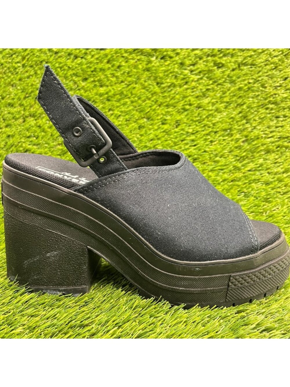 Converse Chuck 70 De Luxe Heel Platform Womens Size 7 Black Slingback Sandals